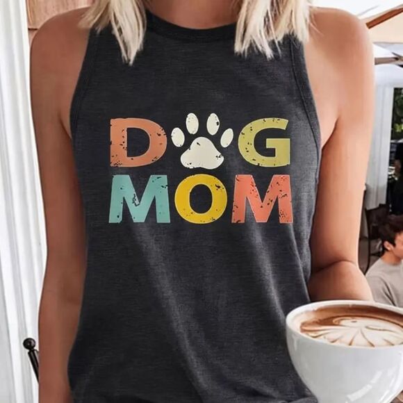 Dog Mom Dark Gray Tank Top - Picture 1 of 4